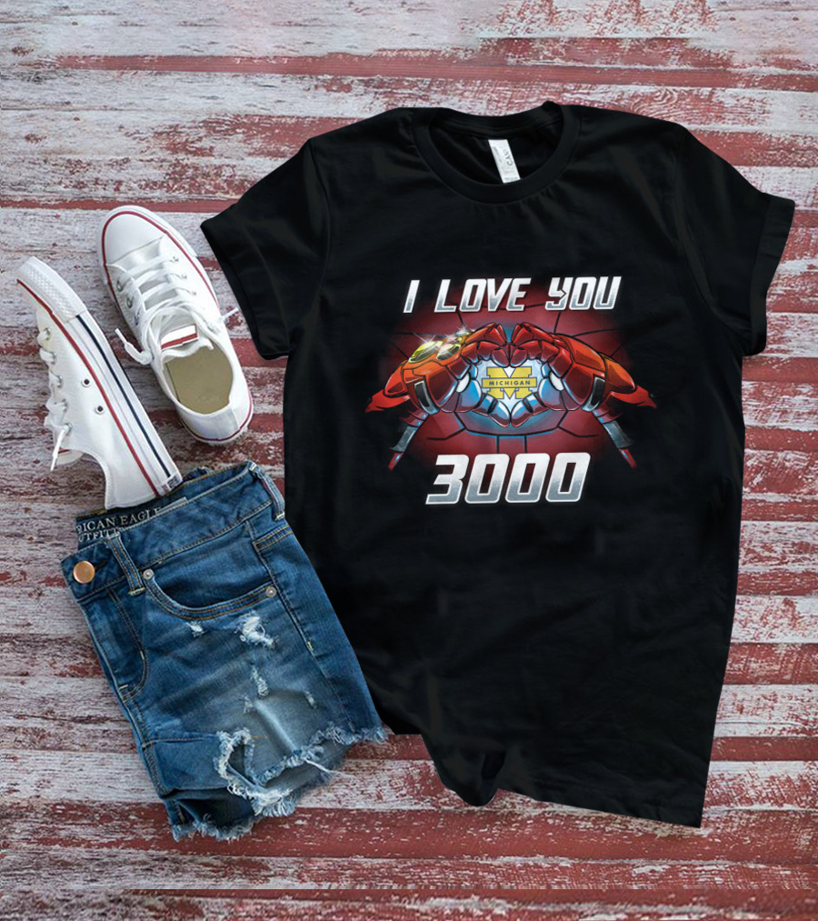 I Love You Michigan 3000 Iron Man Hands T-Shirt
