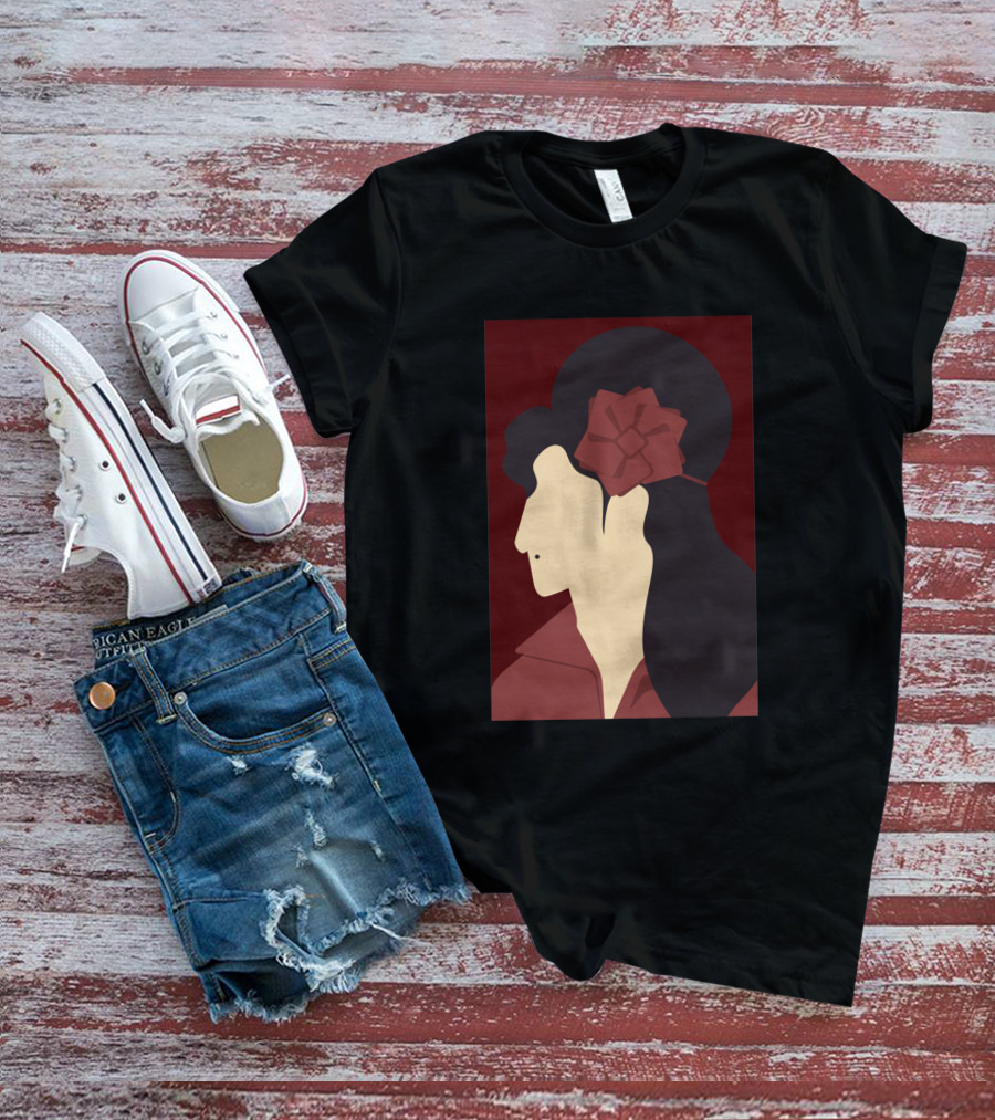 Amy Winehouse Minimalist Art Profile With Red Flower 1373543 T-Shirt