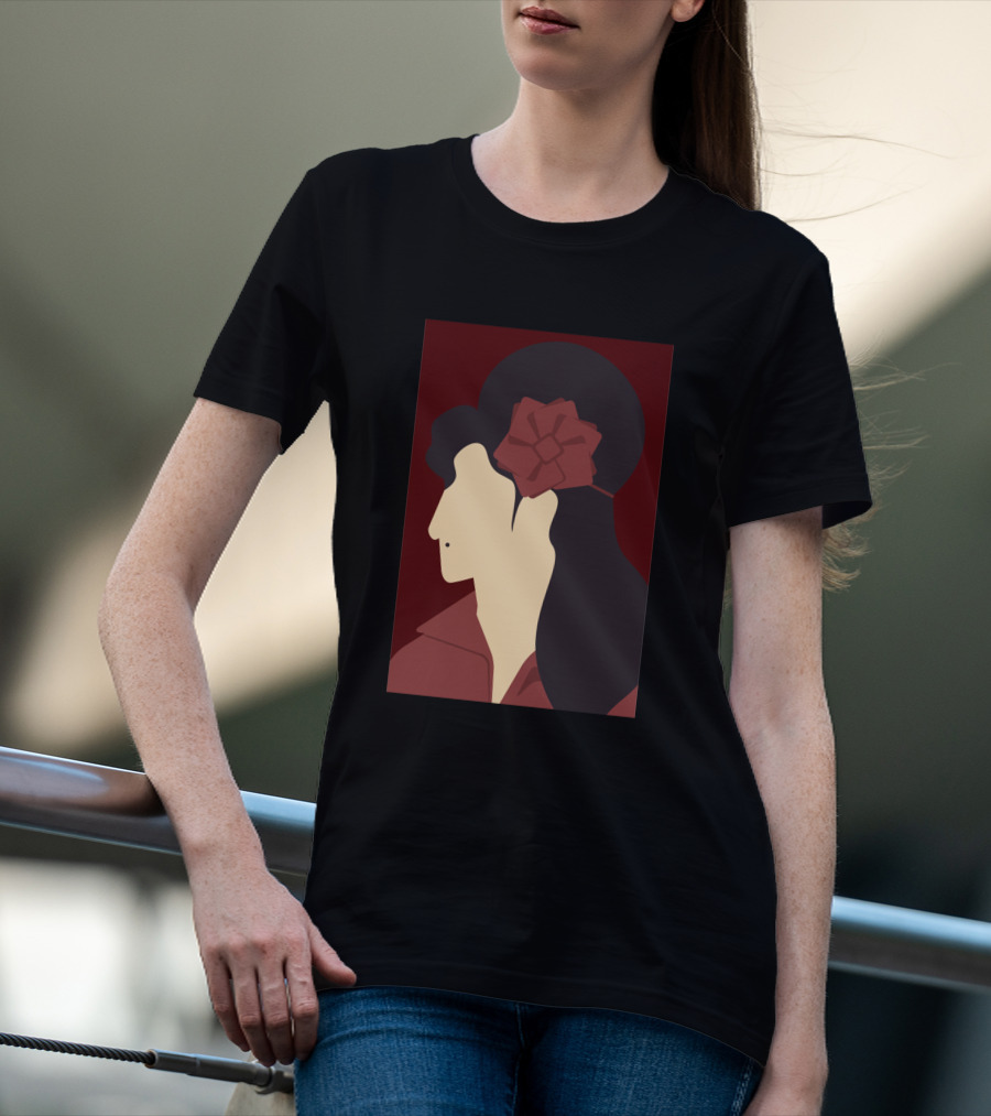 Amy Winehouse Minimalist Art Profile With Red Flower 1373543 T-Shirt