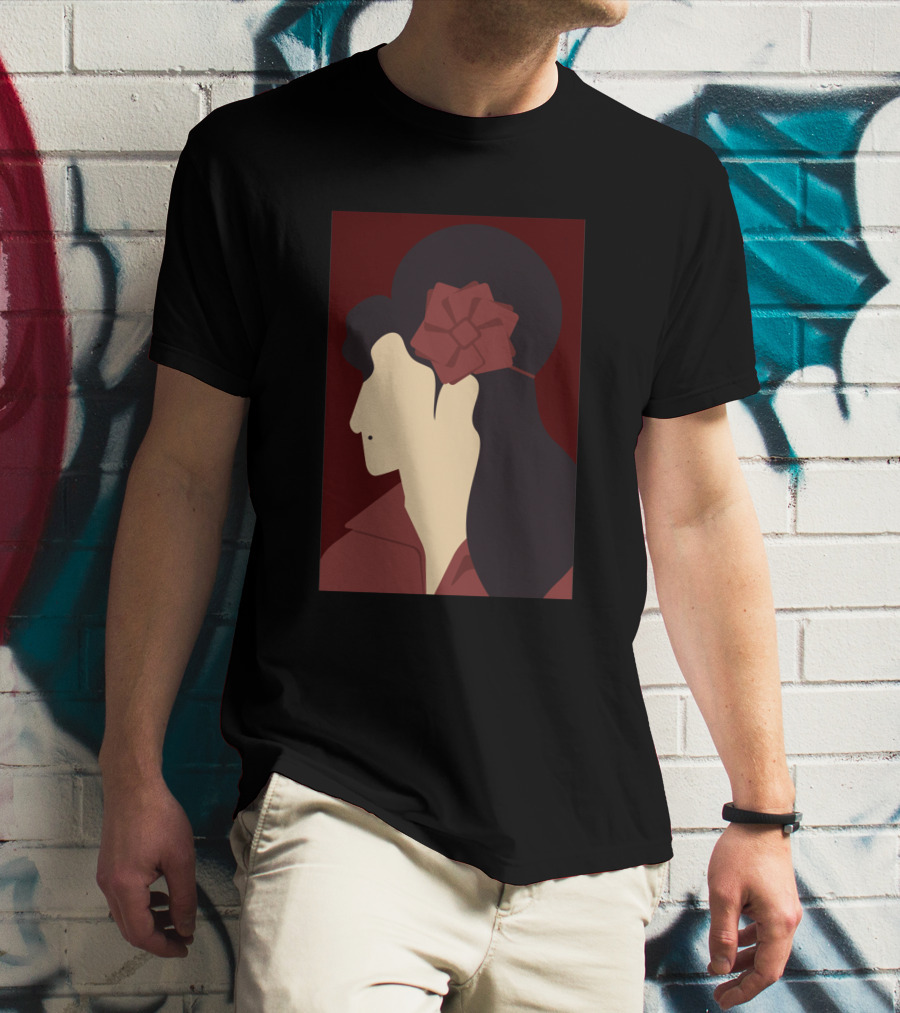 Amy Winehouse Minimalist Art Profile With Red Flower 1373543 T-Shirt