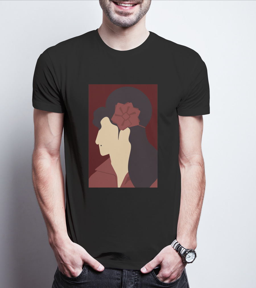 Amy Winehouse Minimalist Art Profile With Red Flower 1373543 T-Shirt