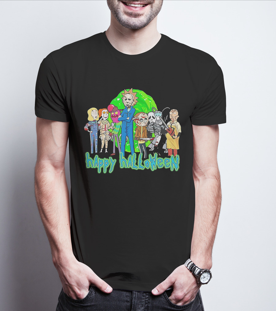 Happy Halloween Michael Myers Rick And Morty T-Shirt