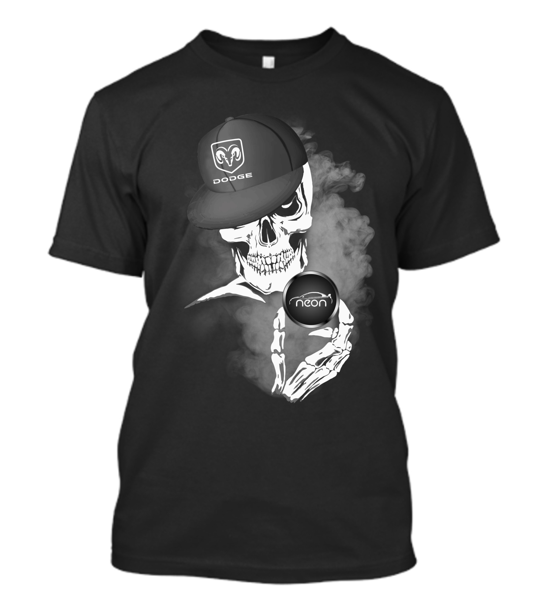 Dodge Neon Skull With Smoke And Cap T-Shirt