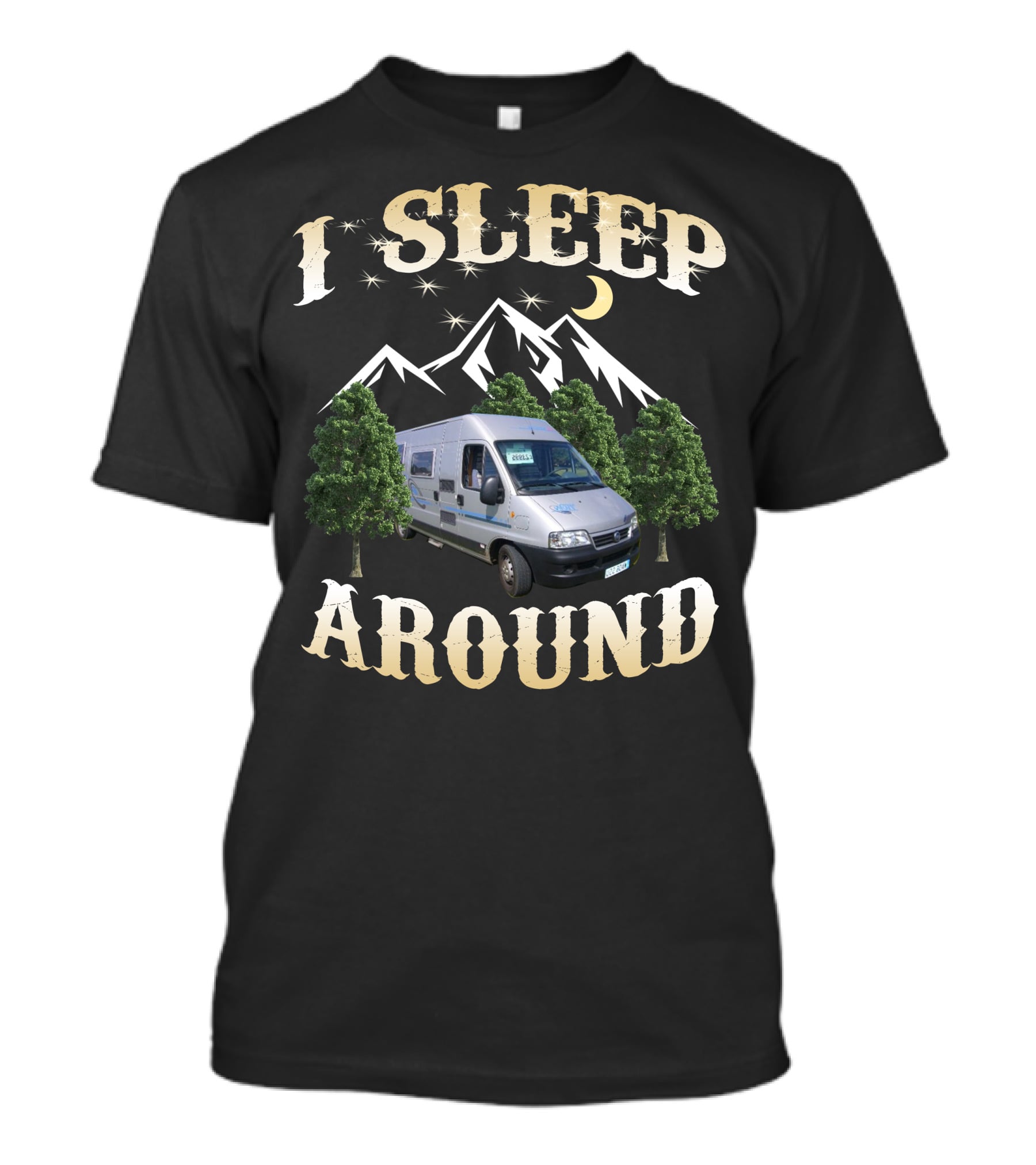 I SLEEP AROUND Adria Twin Campervan Mountain Adventure Camping T-Shirt