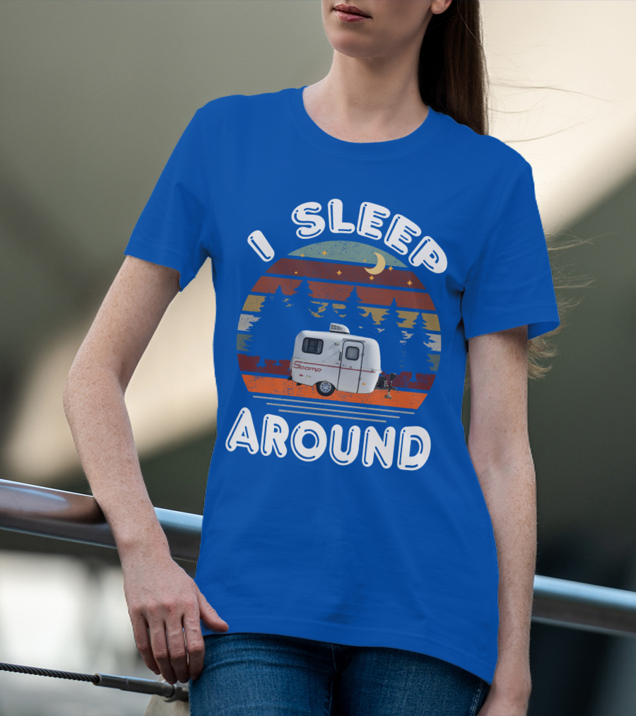 I Sleep Around Scamp Travel Trailers Night Trees Moon Stars T-Shirt