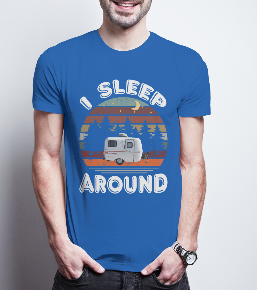 I Sleep Around Scamp Travel Trailers Night Trees Moon Stars T-Shirt