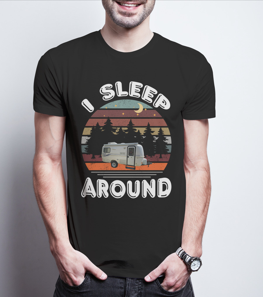 I Sleep Around Casita 1 Camper Vintage Sunset Pines T-Shirt