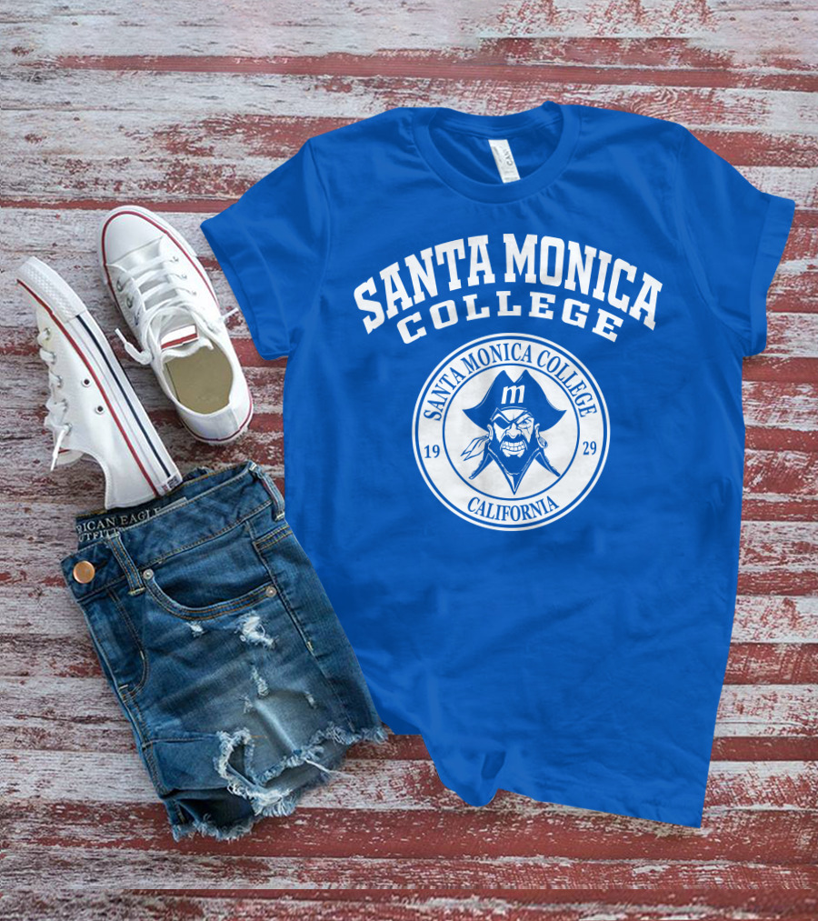 Santa Monica College California 1929 Pirate Logo Blue Background T-Shirt