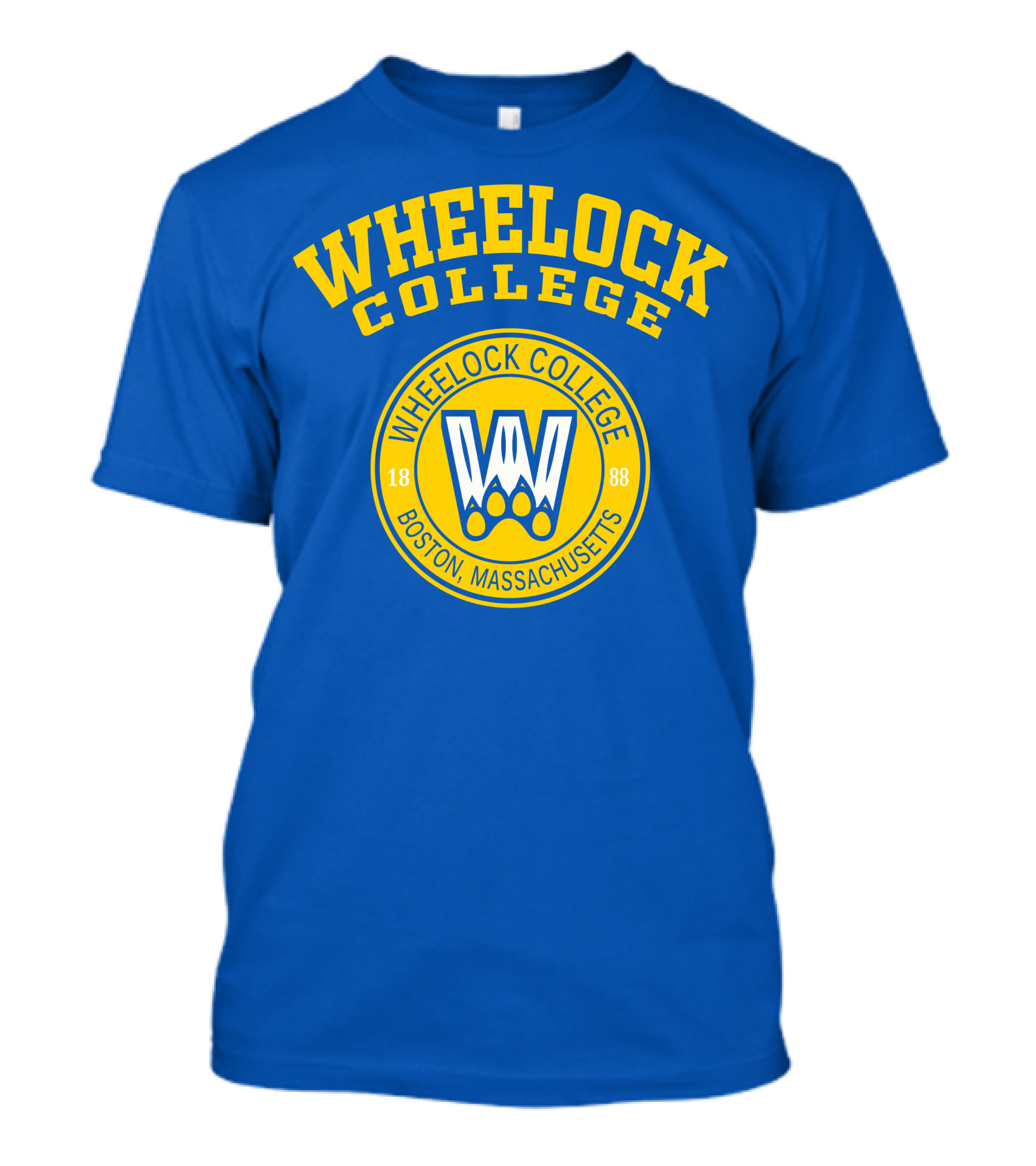 Wheelock College Boston Massachusetts 1888 Logo Blue Yellow T-Shirt