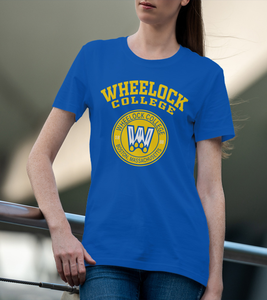 Wheelock College Boston Massachusetts 1888 Logo Blue Yellow T-Shirt