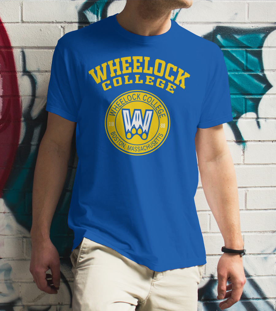 Wheelock College Boston Massachusetts 1888 Logo Blue Yellow T-Shirt