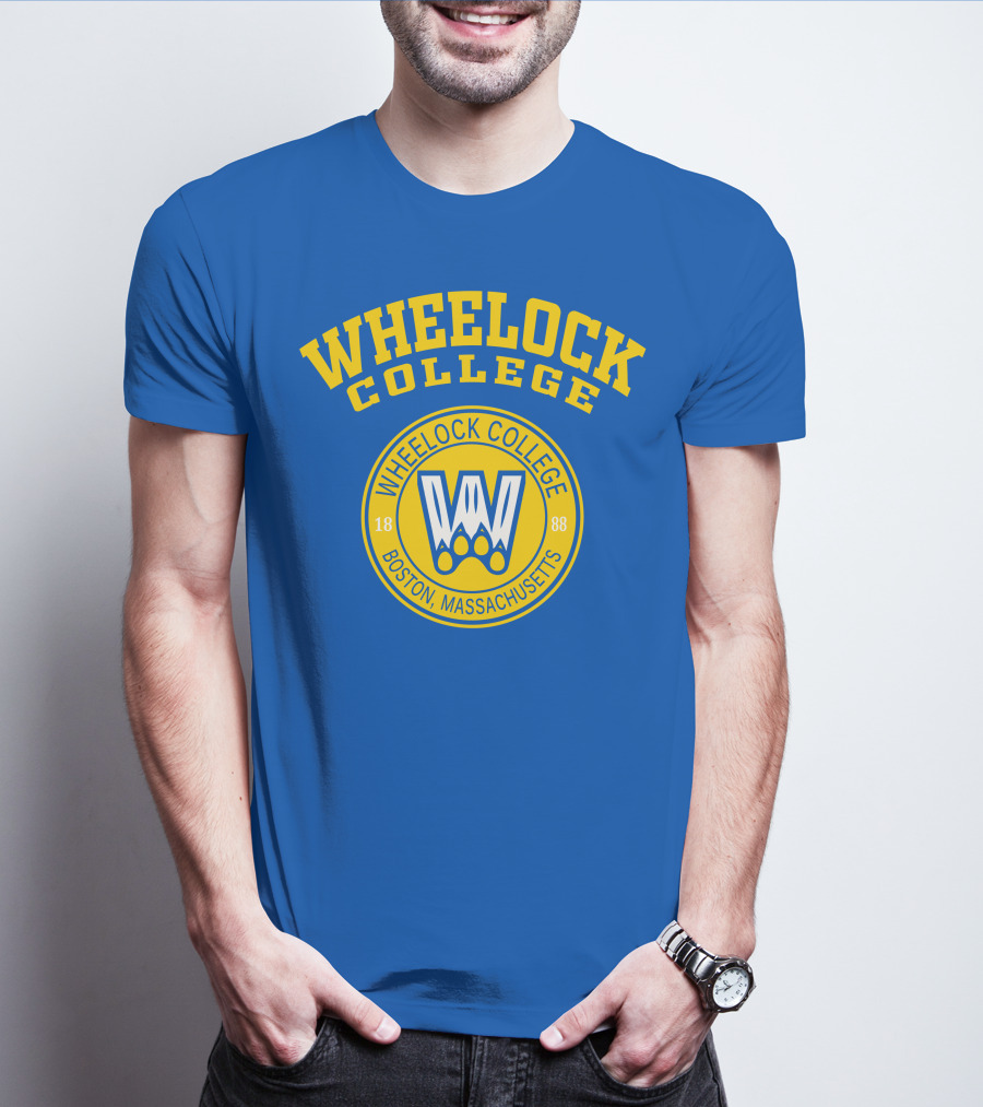 Wheelock College Boston Massachusetts 1888 Logo Blue Yellow T-Shirt