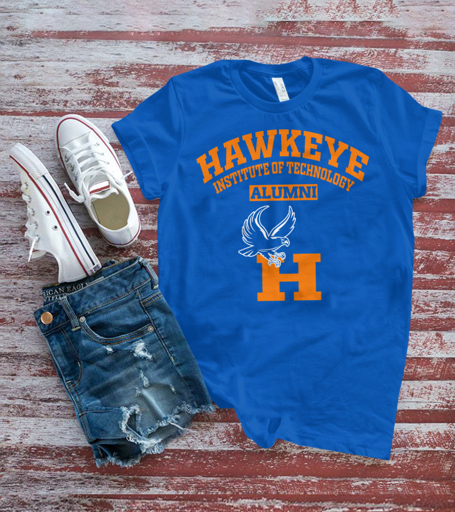 Hawkeye Institute Of Technology Alumni H Blue Orange Eagle T-Shirt
