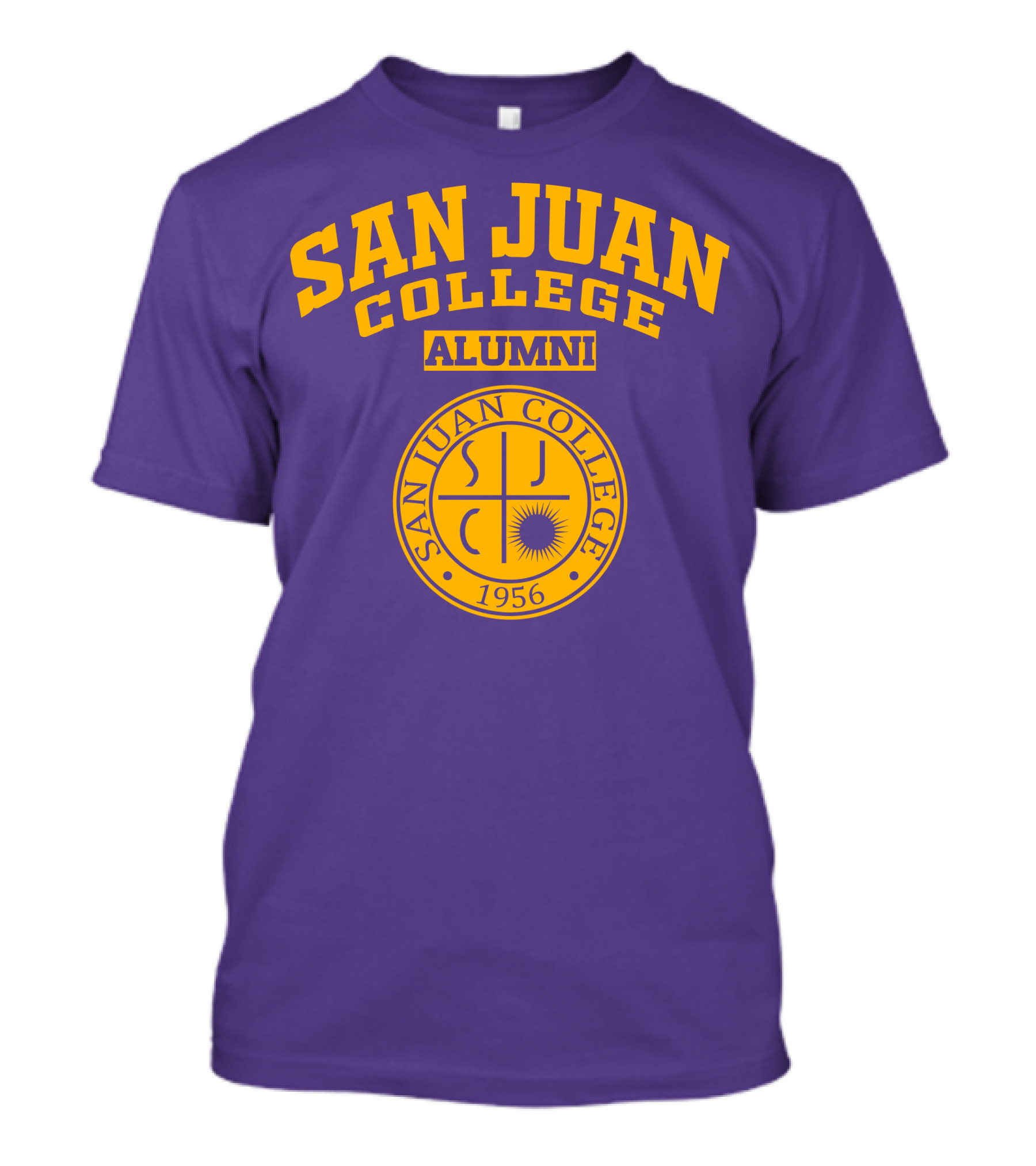 San Juan College Alumni 1956 SJC Emblem Purple Gold T-Shirt