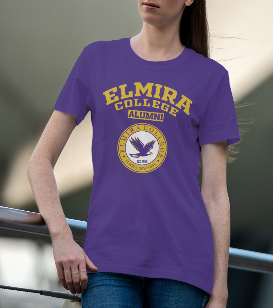 Elmira College Alumni Est. 1855 Purple And Gold Logo With Eagle Emblem T-Shirt