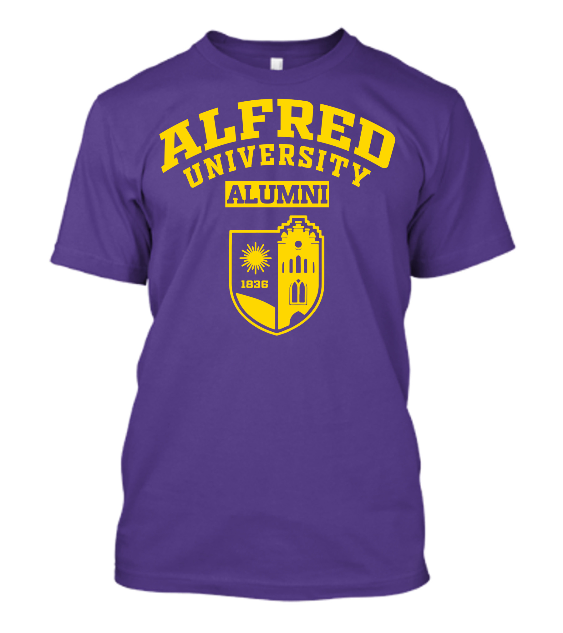 Alfred University Alumni 1836 Purple And Yellow Crest T-Shirt