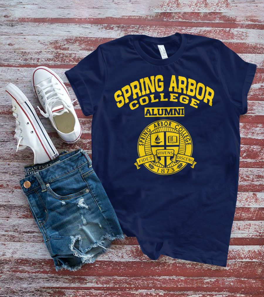 Spring Arbor College Alumni Fides Vivens Discens 1873 Seal T-Shirt