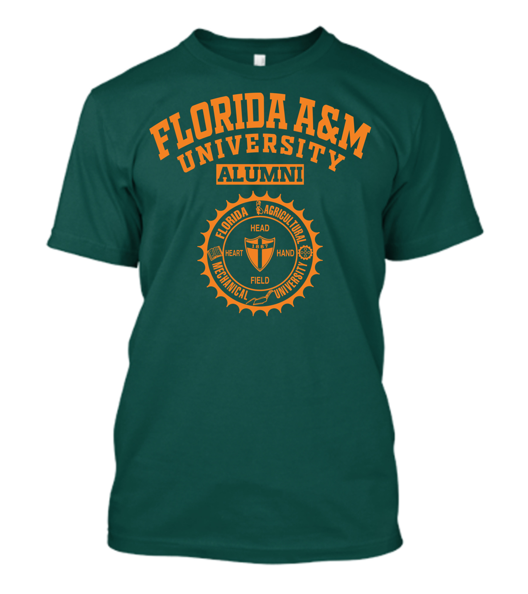 Florida A&M University Alumni 1887 Seal Head Heart Hand Field T-Shirt