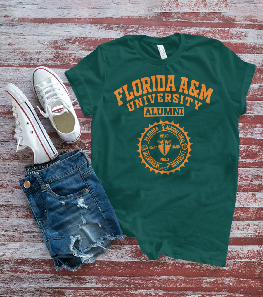 Florida A&M University Alumni 1887 Seal Head Heart Hand Field T-Shirt
