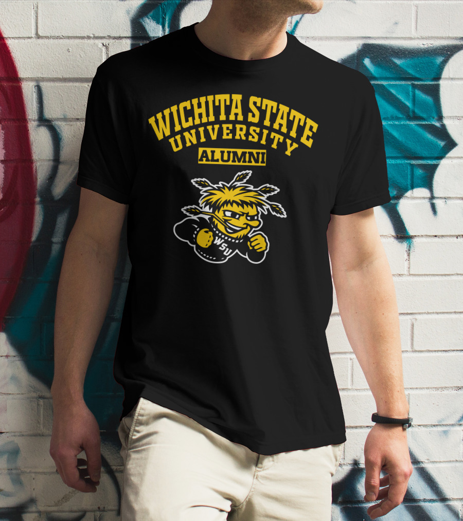 Wichita State University Alumni WSU Logo With WuShock Mascot T-Shirt