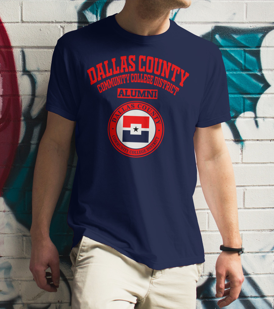 Dallas County Community College District Alumni Red And Navy Star Emblem T-Shirt