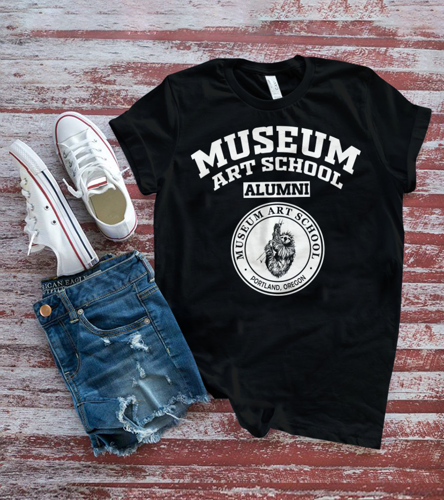 Museum Art School Alumni Portland Oregon Sloth Emblem T-Shirt