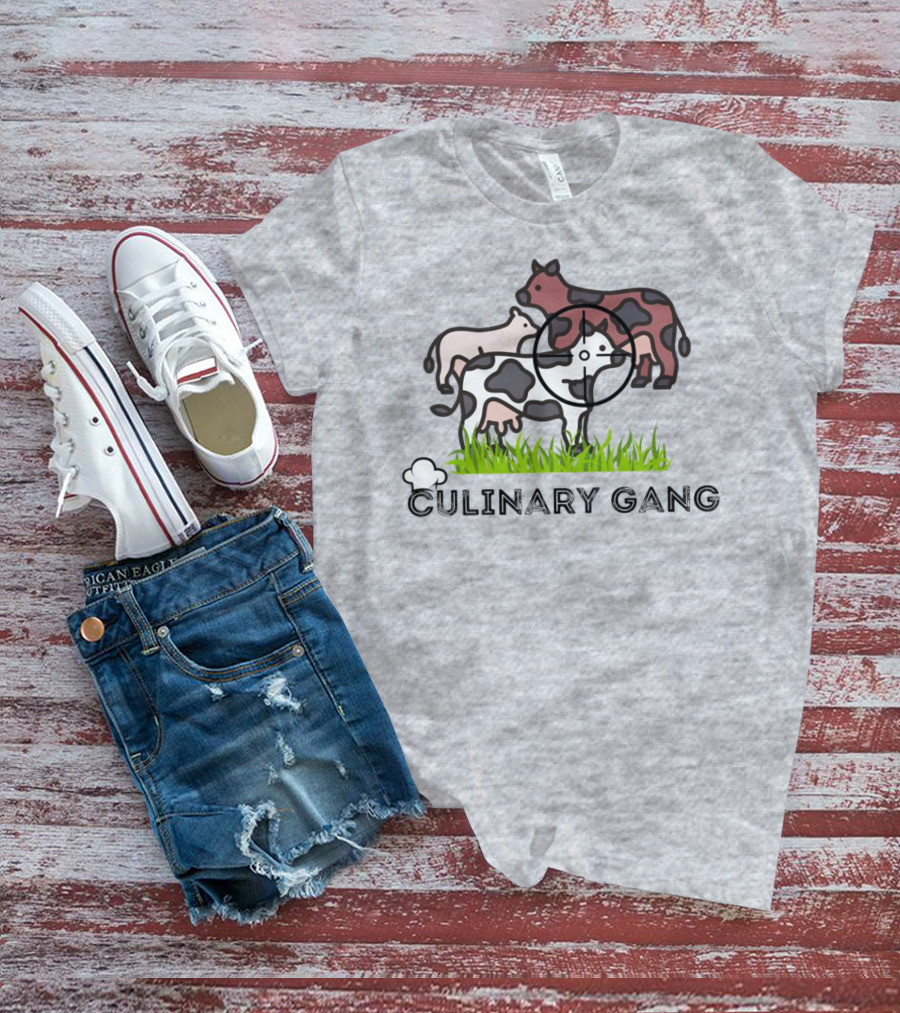Culinary Gang Cow Trio Targeting Humor T-Shirt