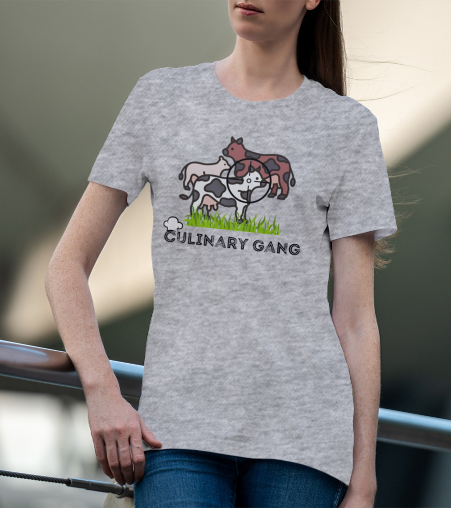 Culinary Gang Cow Trio Targeting Humor T-Shirt