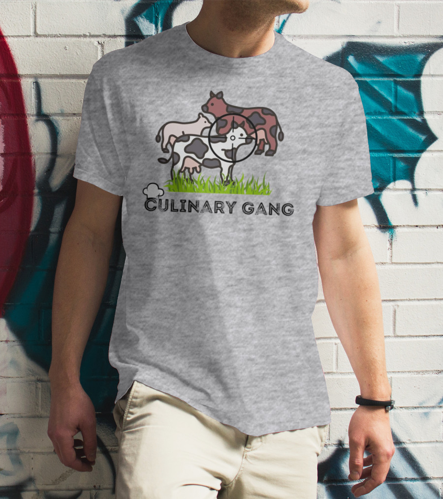 Culinary Gang Cow Trio Targeting Humor T-Shirt
