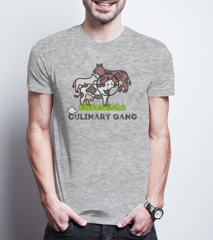 Culinary Gang Cow Trio Targeting Humor T-Shirt