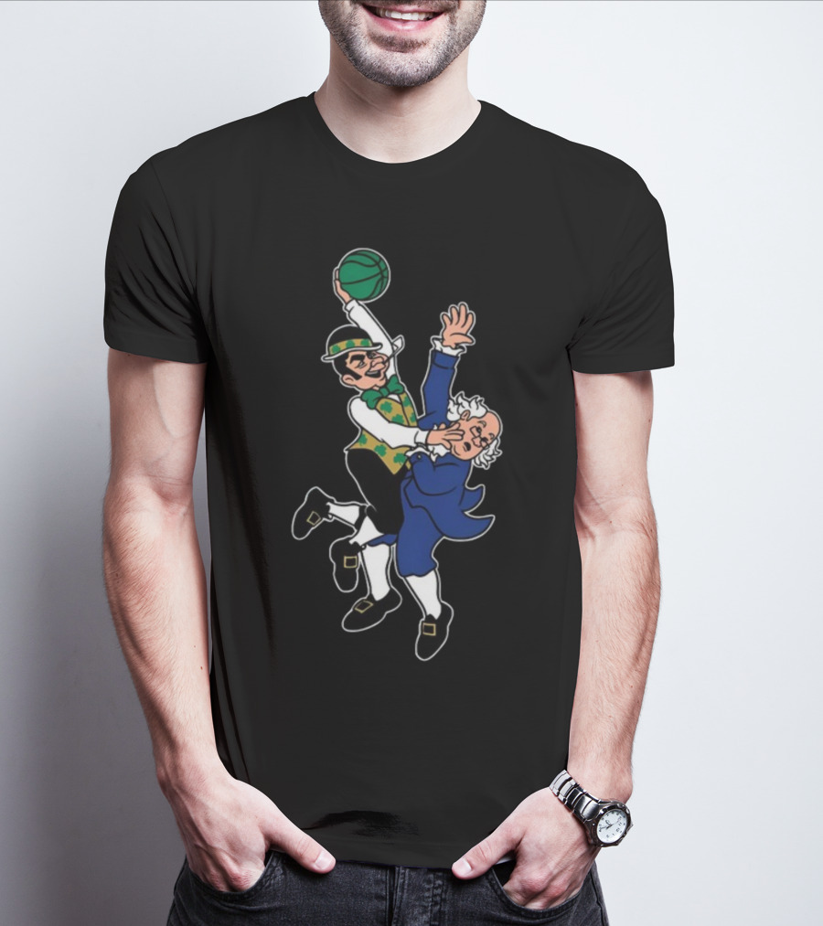 Bos Dunk Celtic Green Basketball Character With Historical Figure T-Shirt