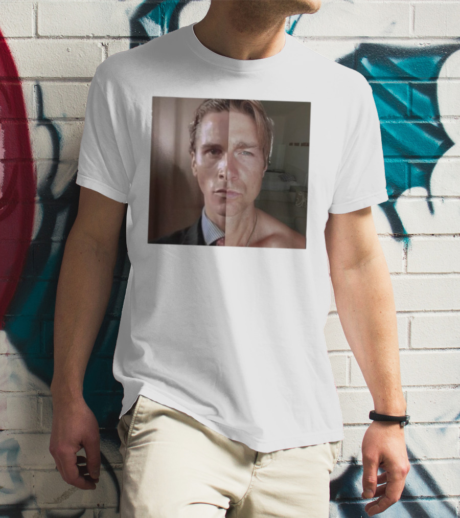 Jeremy Fragrance Compared With Young Christian Bale Face Split Room Background T-Shirt