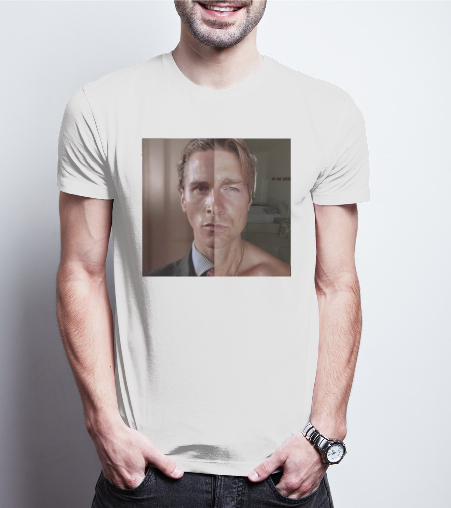 Jeremy Fragrance Compared With Young Christian Bale Face Split Room Background T-Shirt