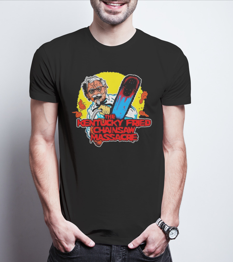 Colonel Sanders Chainsaw Parody Horror Crossover T-Shirt