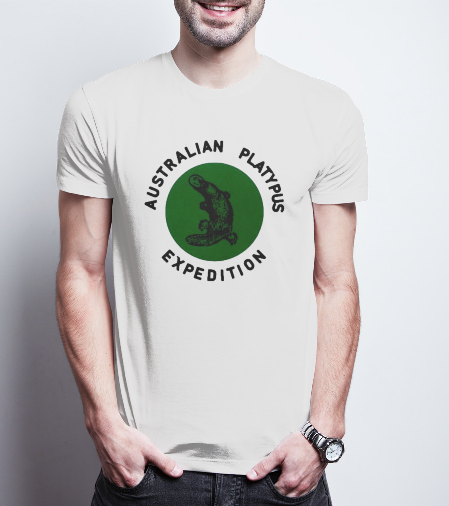 Australian Platypus Expedition Black Circle With Green Interior T-Shirt