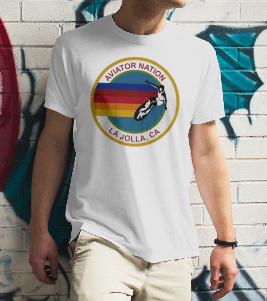 Aviator Nation La Jolla CA Surfing Rainbow T-Shirt