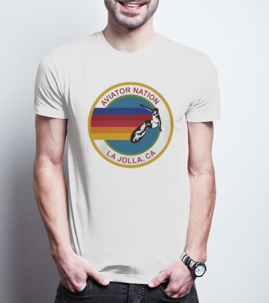 Aviator Nation La Jolla CA Surfing Rainbow T-Shirt
