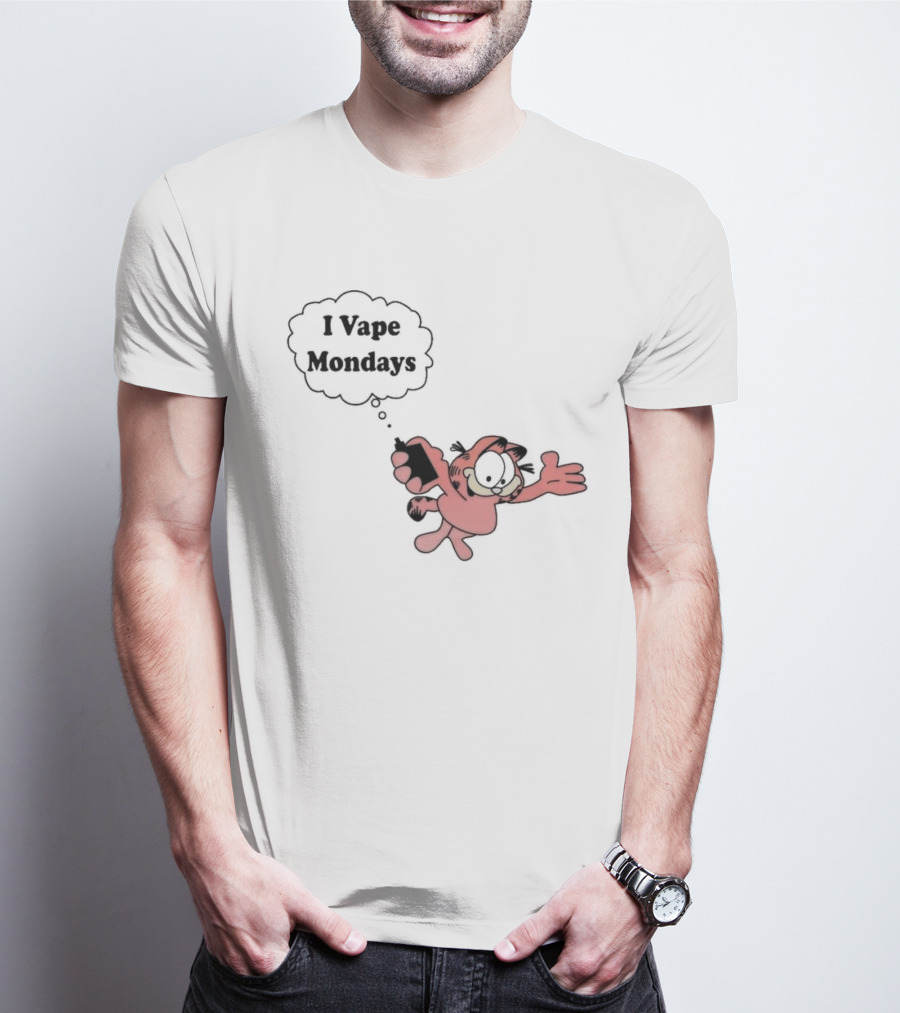 Garfield I Vape Mondays Comic Style Humor T-Shirt