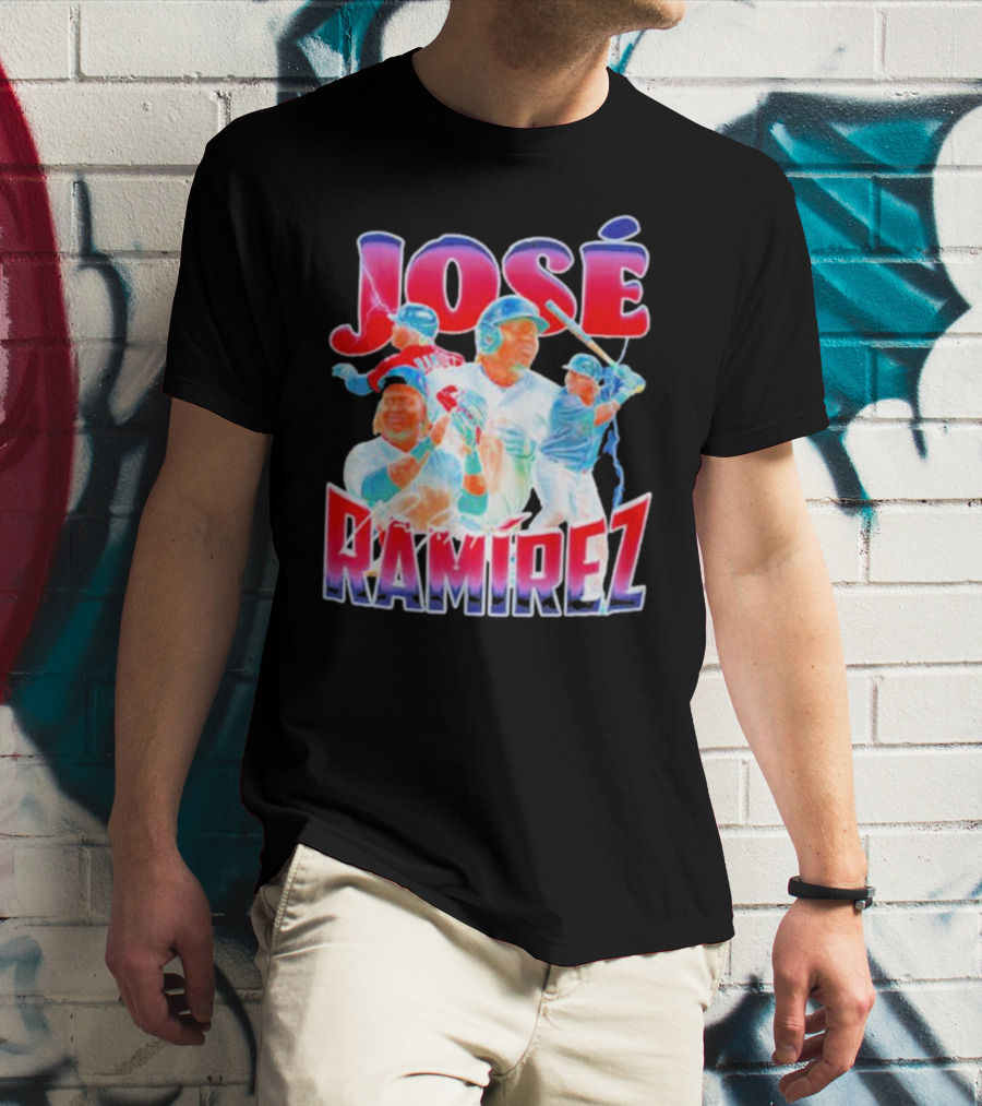 José Ramírez Signature Series Baseball Action Collage T-Shirt
