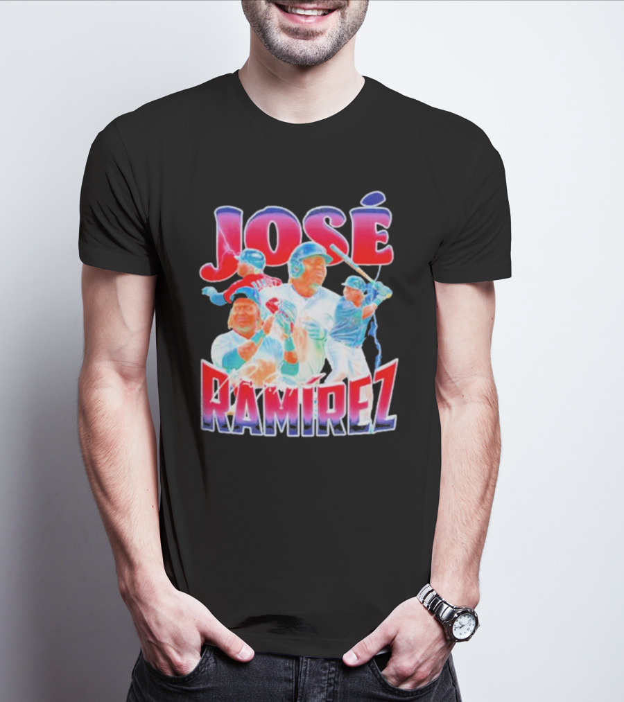 José Ramírez Signature Series Baseball Action Collage T-Shirt