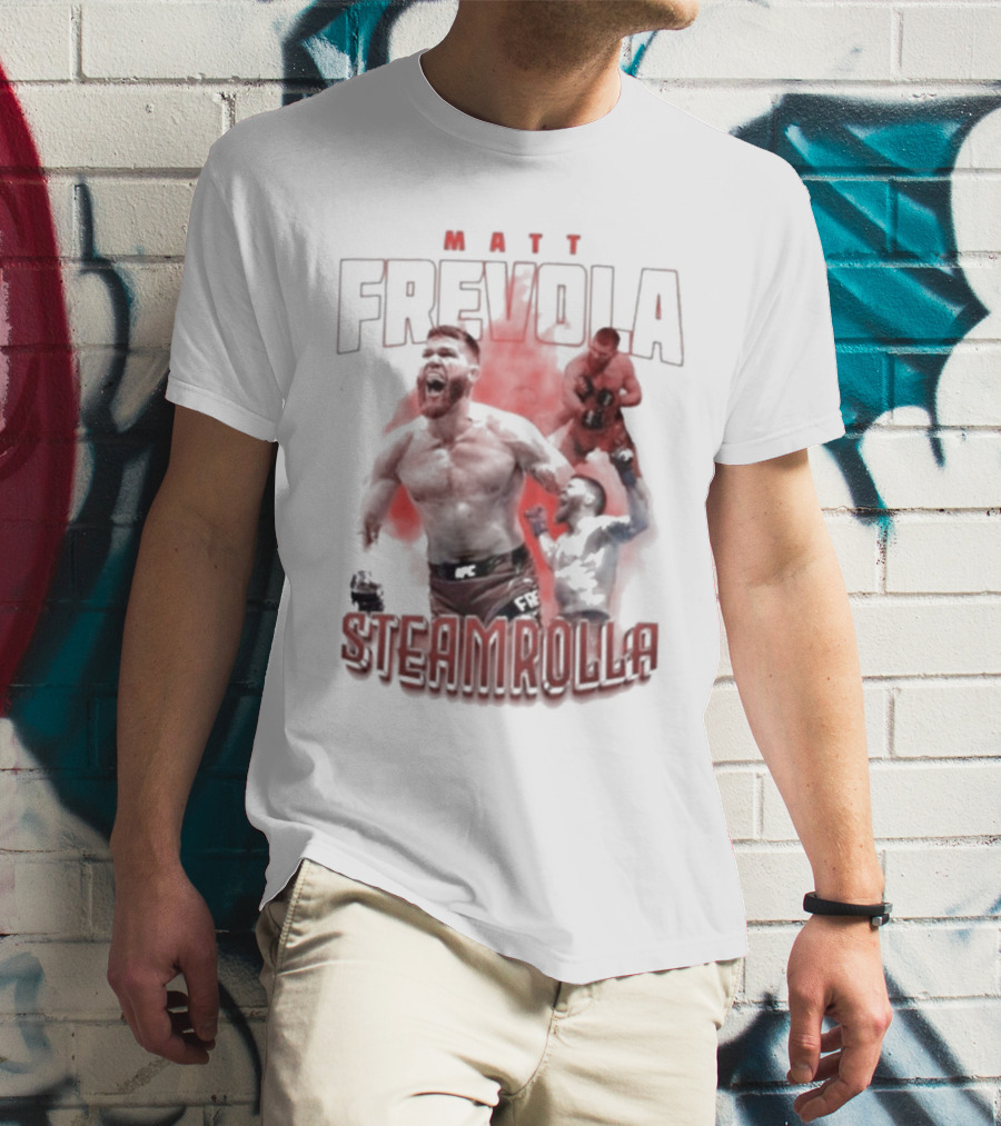 MATT FREVOLA STEAMROLLA Fiery MMA Fighter Action Scene T-Shirt