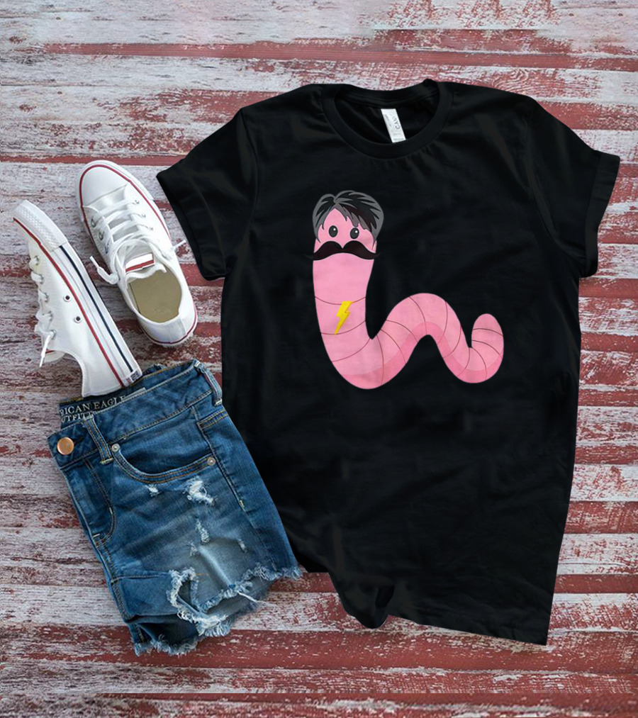 Worm With A Mustache James Tom Ariana Reality Lightning Bolt T-Shirt