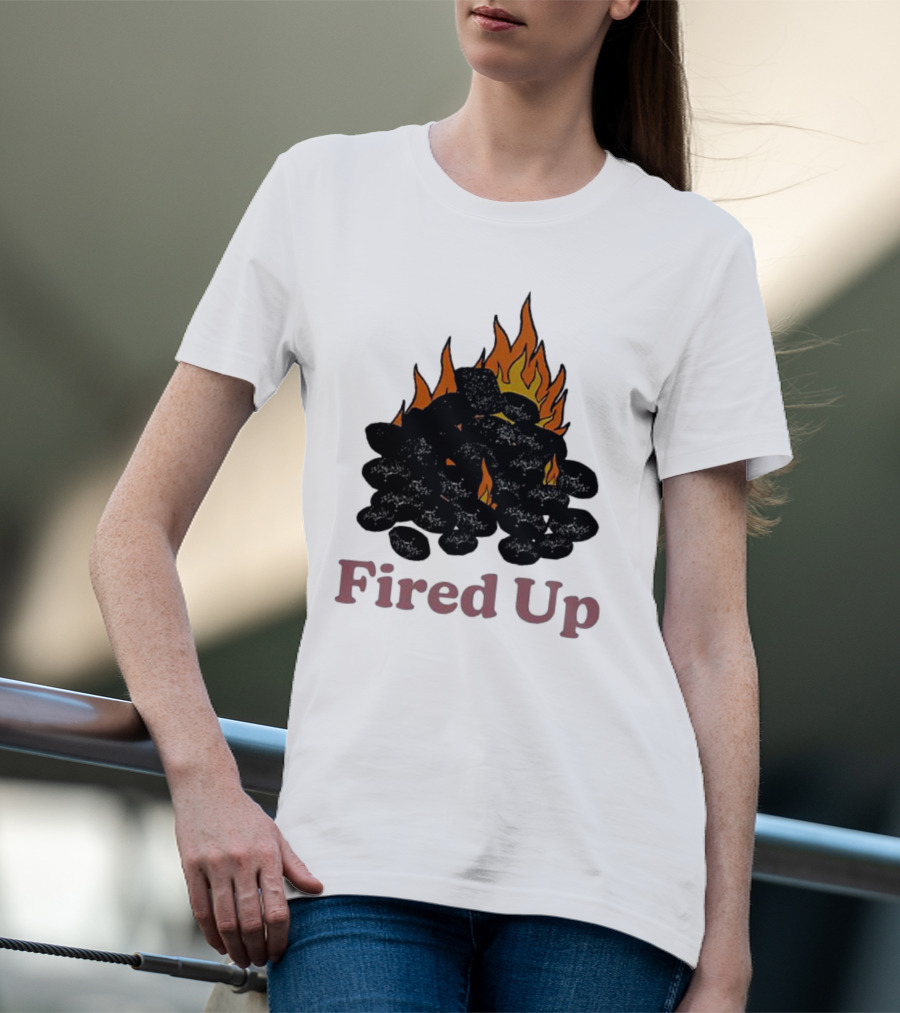 Fired Up Burning Coals And Flames T-Shirt