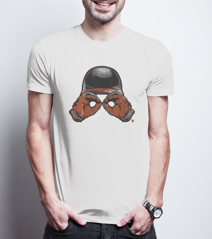 Baltimore Orioles Helmet And Gloves Holding Binoculars T-Shirt