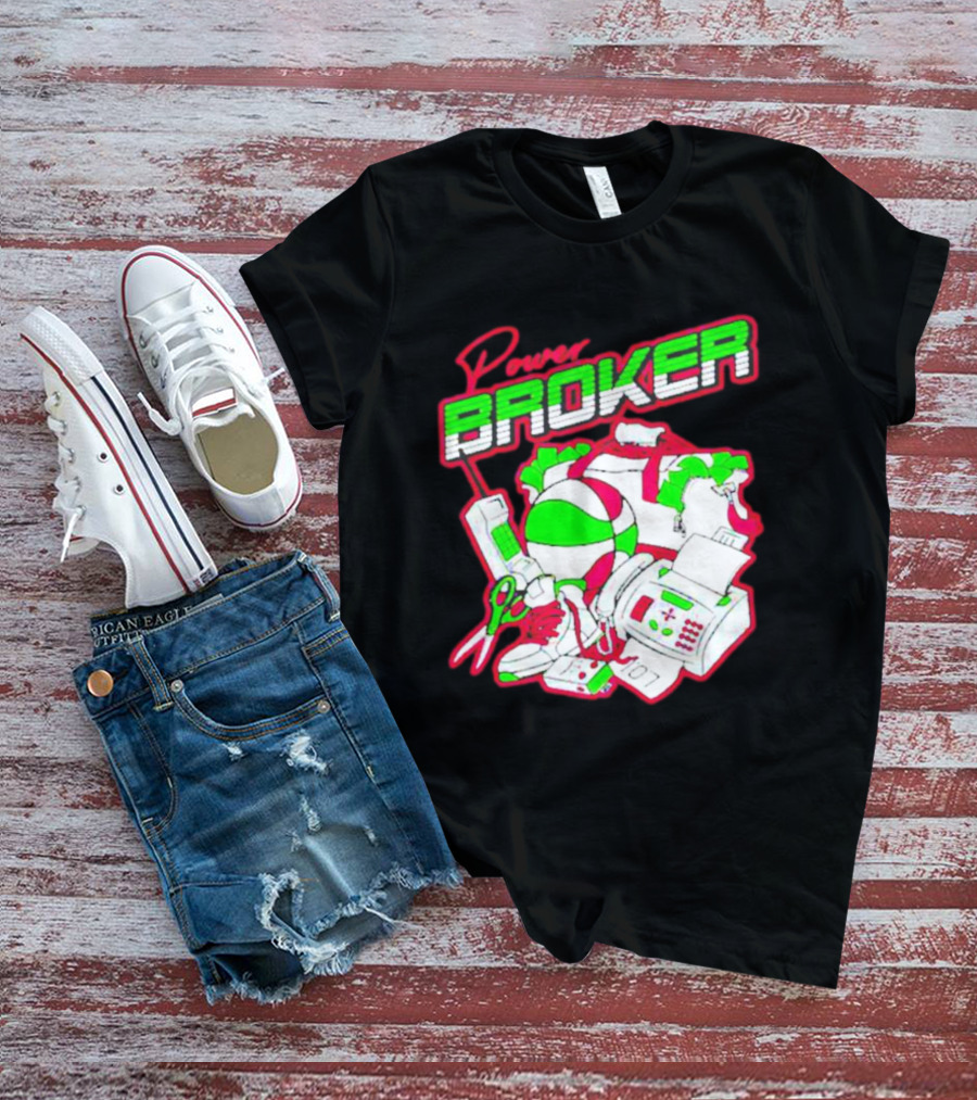 Power Broker Retro Tech And Sports Collage T-Shirt
