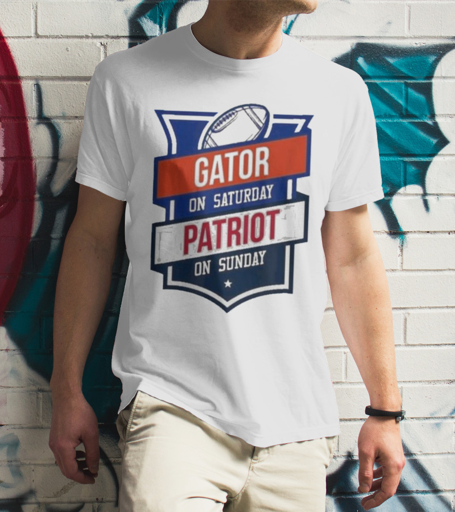 Gator On Saturday Patriot On Sunday Football Badge T-Shirt