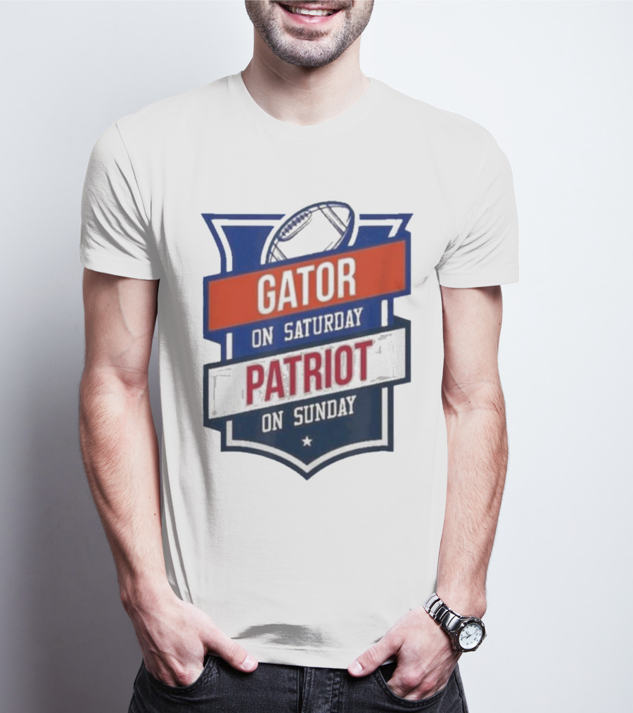 Gator On Saturday Patriot On Sunday Football Badge T-Shirt