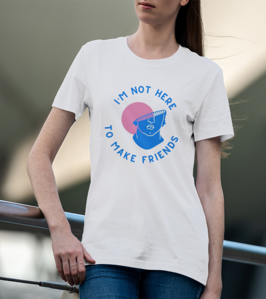 I’m Not Here To Make Friends Sam Smith Blue Pink Bust Sunglasses T-Shirt