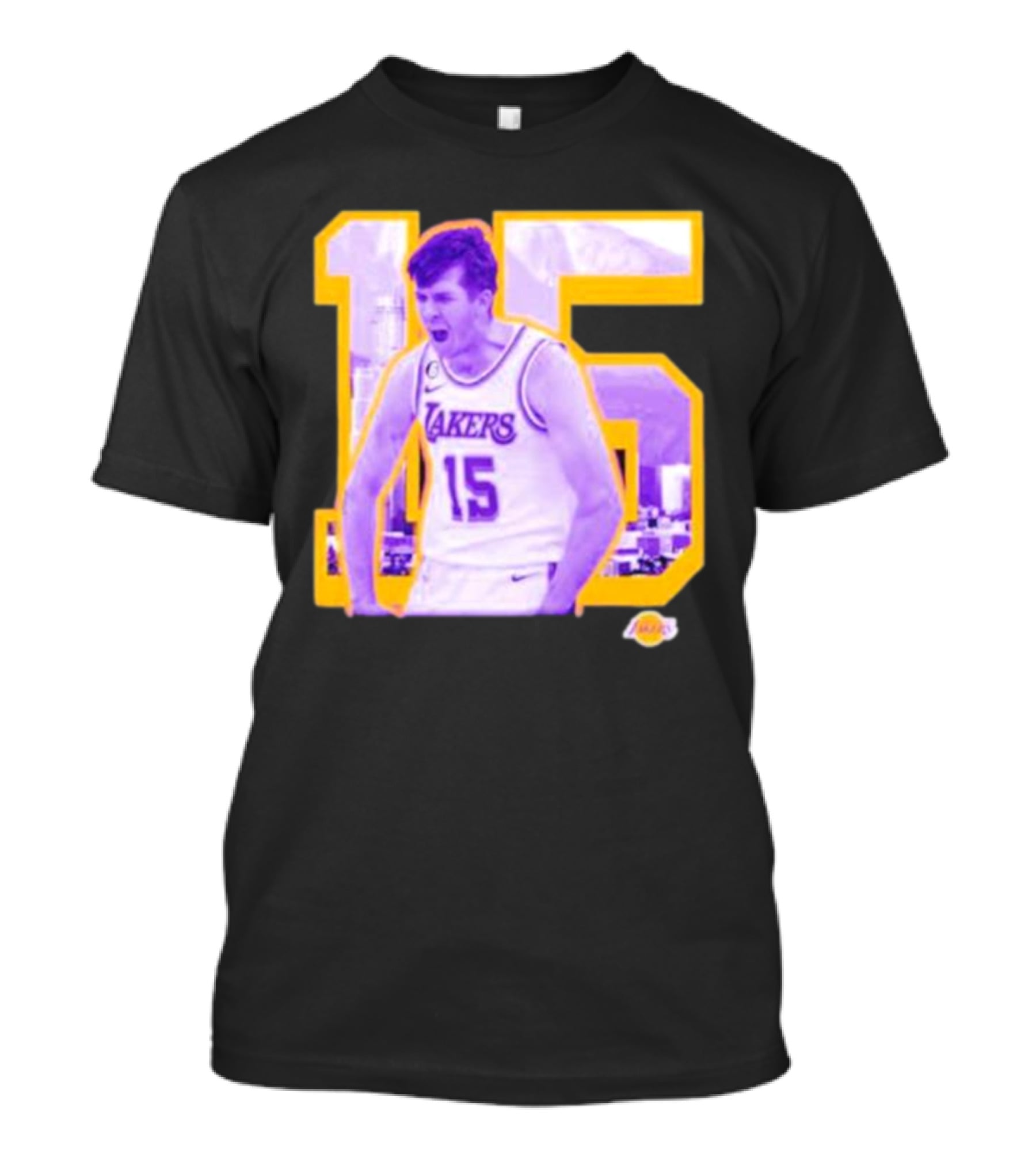 Los Angeles Lakers Austin Reaves 15 Skyline Background T-Shirt