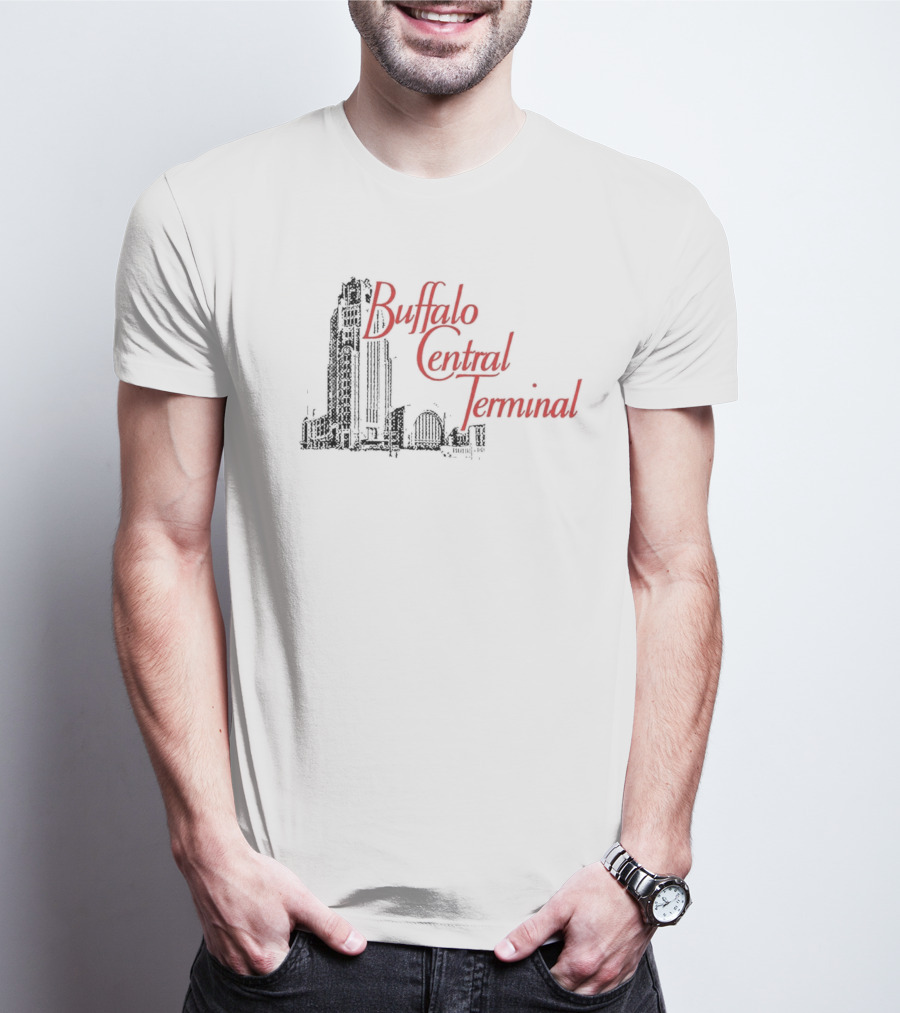 Buffalo Central Terminal Architectural Sketch With Stylized Red T-Shirt